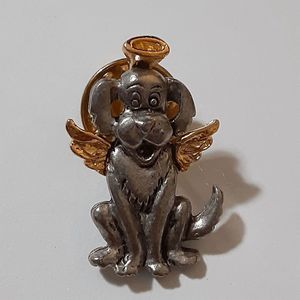 Pewter dog pet loss angel lapel pin 1" TLA USA